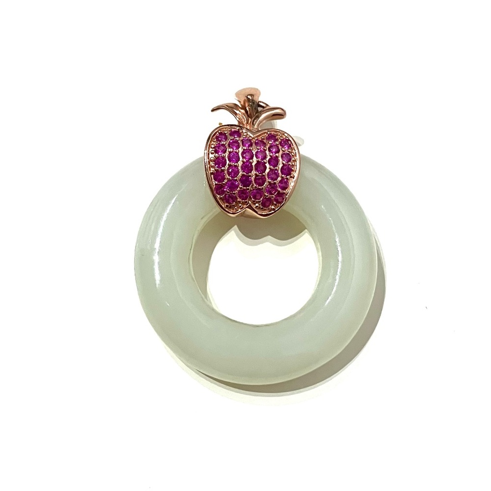 Sterling Silver Rose Gold Plated Ruby Jade Pendant